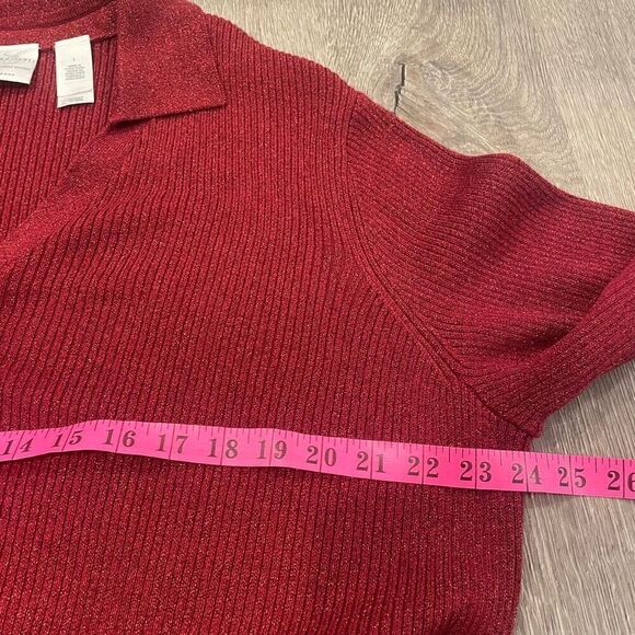 Emma & James Sweater Size 1X Red Sparkle Top Cardigan Dressy Christmas Button Up - Picture 8 of 9